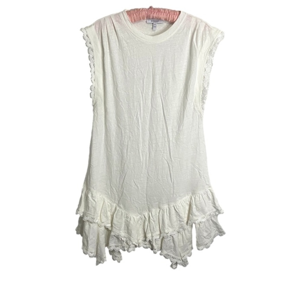 DEREK Lam 10 Crosby Jay Ruffle Hem T-Shirt Dress in Soft White size M NWOT
